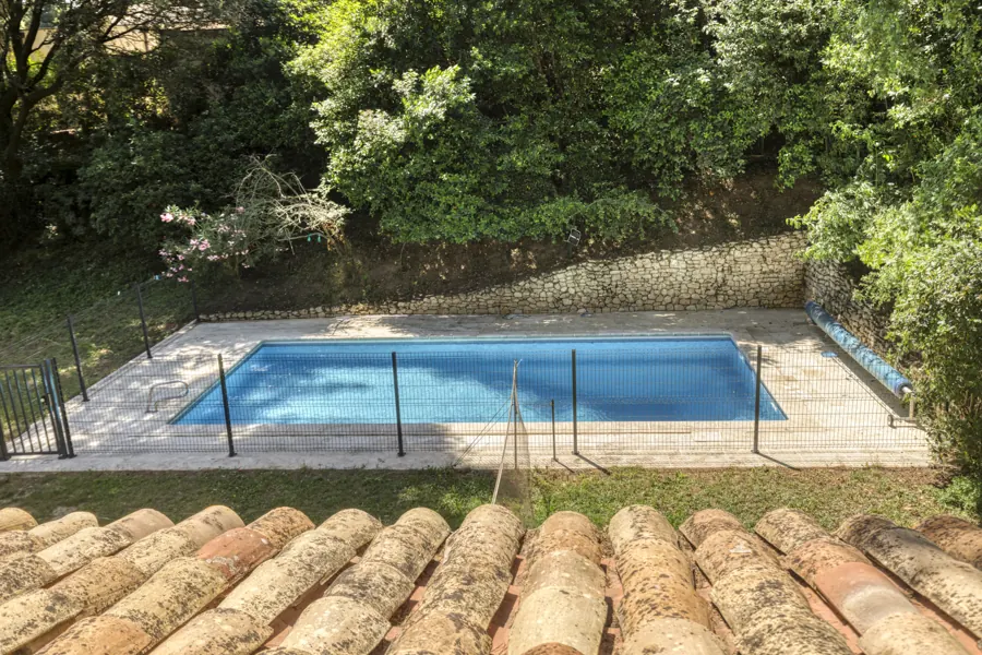 The pool viewed from the house